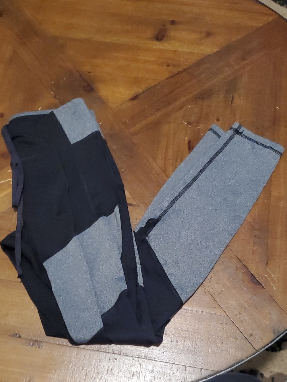 Athletic Works Black & Gray Panel Stretch Leggings